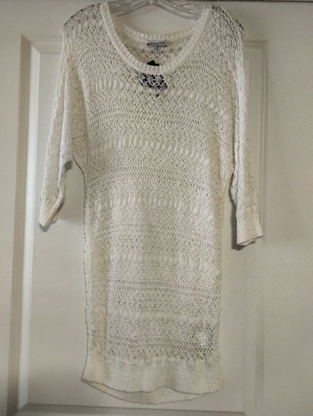 BRAND NEW BEBE Open Weave White Sweater Dress